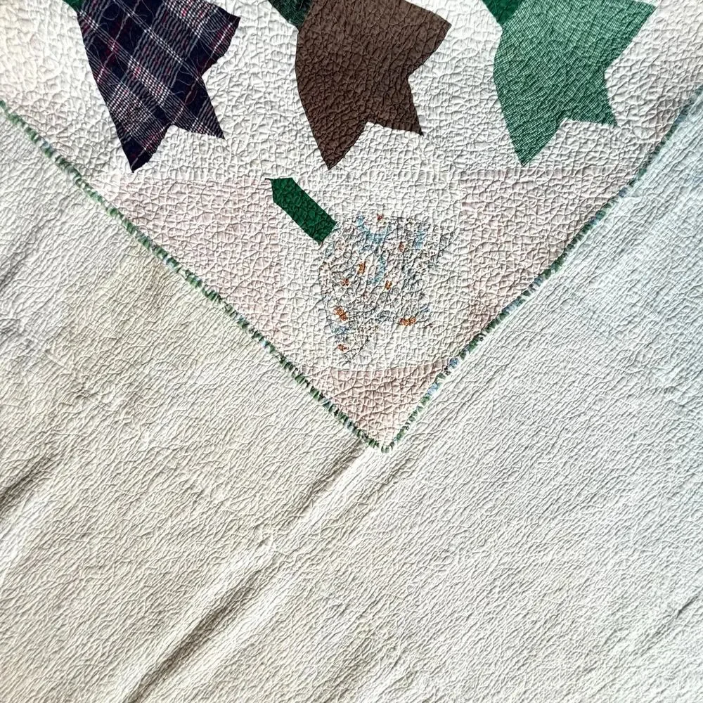 Vintage Handmade Tulip Quilt Multicolor Cotton Cottage Chic Farmhouse& Twin?